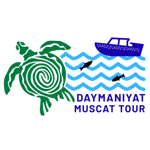 Daymaniyat Muscat Tour logo featuring a turtle and boat inspired by the Daymaniyat Islands